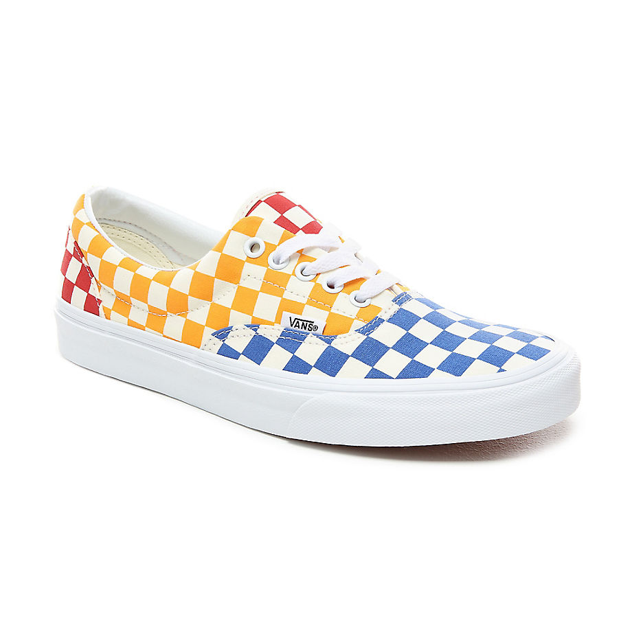 blue checkered era vans