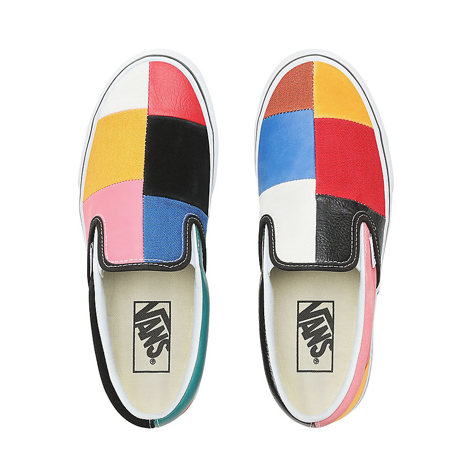 patch work slip on vans